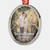 Ons eerste kerstcadeautje met script: foto van me metalen ornament (Links)