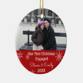 Ons eerste kerstcadeautje met Snowflake Photo Orna Keramisch Ornament (Rechts)