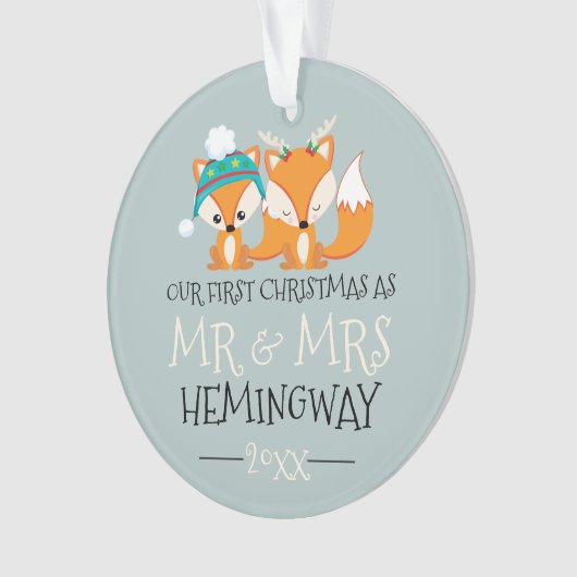 Ons eerste kerstcadeautje Red Fox op maat Ornament (voorkant)