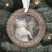 Ons eerste kerstfeest 2-gezelschapsfoto Rustisch f Ornament