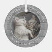 Ons eerste kerstfeest 2-gezelschapsfotografie grij glas ornament (Voorkant)