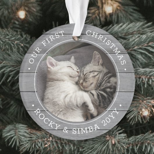 Ons eerste kerstfeest 2-gezelschapsfotografie grij ornament