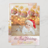 Ons eerste kerstfeest 3 Fotovakantie Ornament gebo Aankondiging (Voorkant / Achterkant)