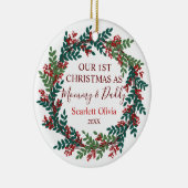 Ons eerste kerstfeest als Baby van mama papa Keramisch Ornament (Rechts)