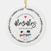 Ons eerste kerstfeest als de heer en mevrouw Ceram Keramisch Ornament (Voorkant)