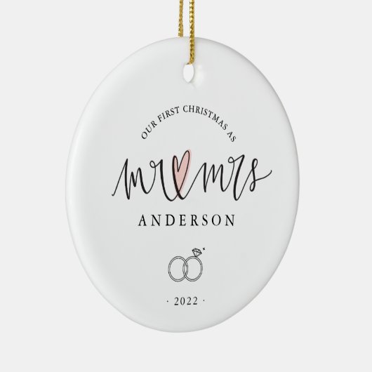 Ons eerste kerstfeest als de heer en mevrouw Ceram Keramisch Ornament (Rechts)