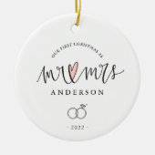 Ons eerste kerstfeest als de heer en mevrouw Ceram Keramisch Ornament (Voorkant)