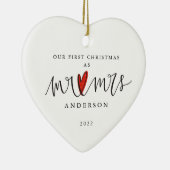 Ons eerste kerstfeest als de heer en mevrouw Ceram Keramisch Ornament (Rechts)