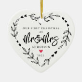 Ons eerste kerstfeest als de heer en mevrouw Ceram Keramisch Ornament (Voorkant)