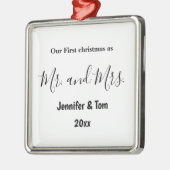 ons eerste kerstfeest als de heer en mevrouw foto  metalen ornament (Links)