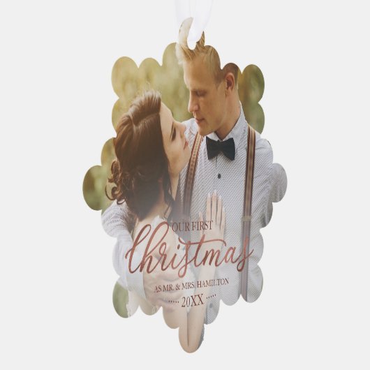 Ons eerste kerstfeest als de heer en mevrouw Roos  Ornament Kaart (Rechts)