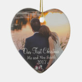 "Ons eerste kerstfeest" als de heer & mevrouw () Keramisch Ornament (Rechts)