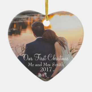 "Ons eerste kerstfeest" als de heer & mevrouw () Keramisch Ornament