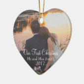 "Ons eerste kerstfeest" als de heer & mevrouw () Keramisch Ornament (Links)