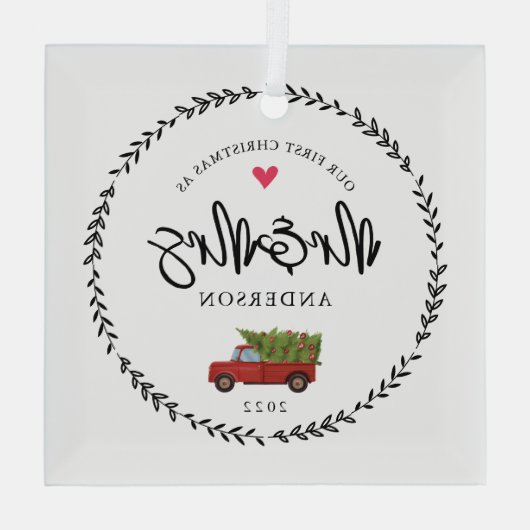 Ons eerste kerstfeest als de heer & Mrs. Glas Ornament (Achterkant)