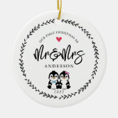 Ons eerste kerstfeest als de heer & Mrs. Keramisch Ornament (Voorkant)