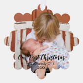 Ons eerste kerstfeest als familie van 4 ornament kaart (Voorkant)