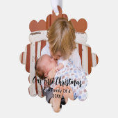 Ons eerste kerstfeest als familie van 4 ornament kaart (Links)
