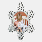 Ons eerste kerstfeest als familie van 4 tin sneeuwvlok ornament (Rechts)