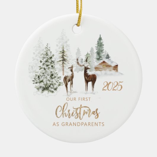 Ons eerste kerstfeest als grootouderbos keramisch ornament (Voorkant)