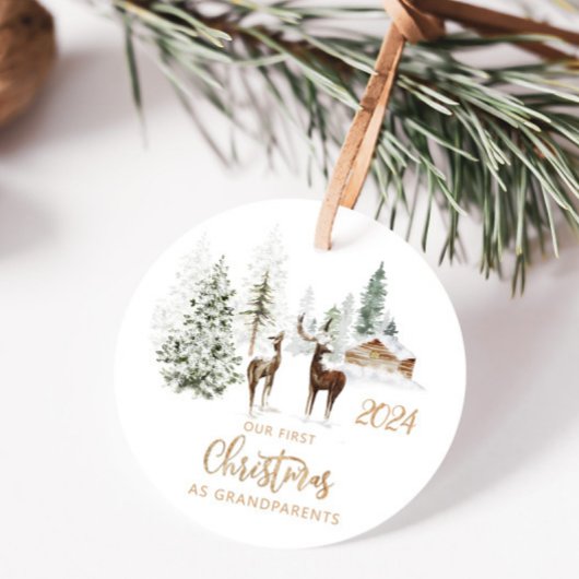 Ons eerste kerstfeest als grootouderbos keramisch ornament
