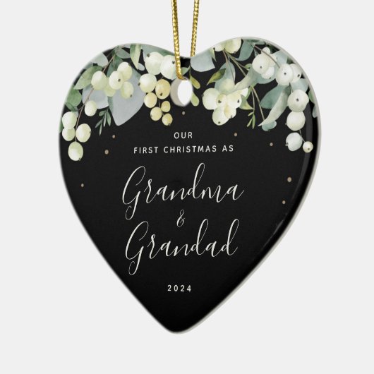 Ons eerste kerstfeest als grootouders Foto Hart Keramisch Ornament (Links)