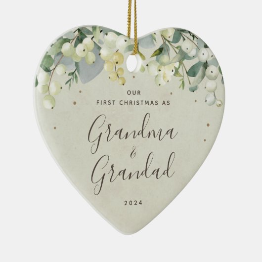 Ons eerste kerstfeest als grootouders Foto Hart Keramisch Ornament (Rechts)
