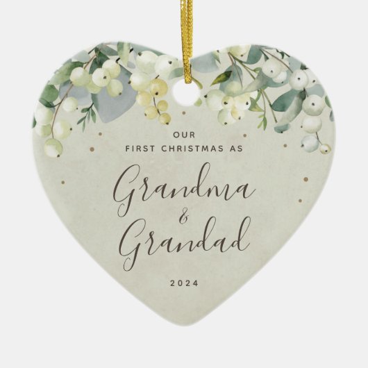 Ons eerste kerstfeest als grootouders Foto Hart Keramisch Ornament (Voorkant)