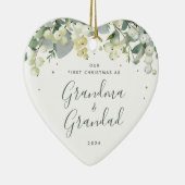 Ons eerste kerstfeest als grootouders Foto Hart Keramisch Ornament (Rechts)