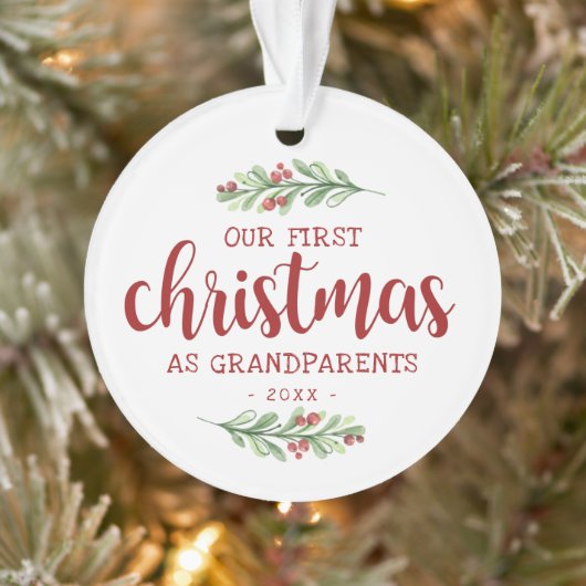 Ons eerste kerstfeest als grootouders groen ornament (Boom)