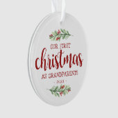 Ons eerste kerstfeest als grootouders groen ornament (voorkant)