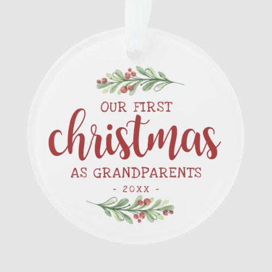 Ons eerste kerstfeest als grootouders groen ornament (voorkant)