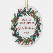 Ons eerste kerstfeest als grootouders Kerstmis Keramisch Ornament (Rechts)