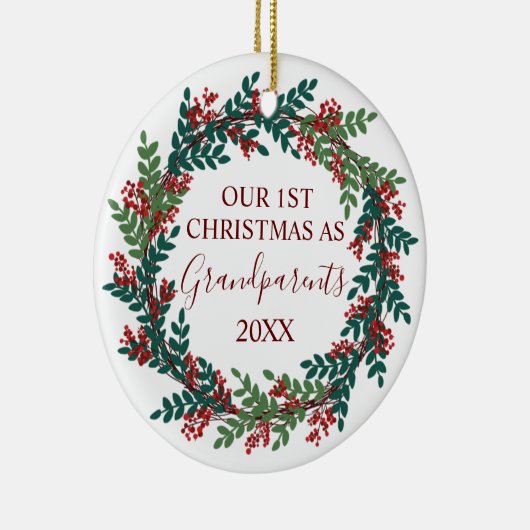 Ons eerste kerstfeest als grootouders Kerstmis Keramisch Ornament (Rechts)