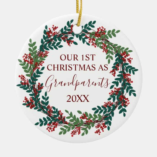 Ons eerste kerstfeest als grootouders Kerstmis Keramisch Ornament (Voorkant)