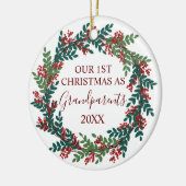 Ons eerste kerstfeest als grootouders Kerstmis Keramisch Ornament (Links)