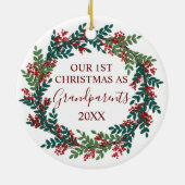 Ons eerste kerstfeest als grootouders Kerstmis Keramisch Ornament (Achterkant)