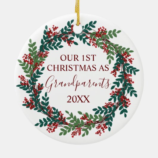 Ons eerste kerstfeest als grootouders Kerstmis Keramisch Ornament (Achterkant)