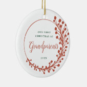 Ons eerste kerstfeest als grootouders op maat keramisch ornament (Rechts)