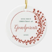 Ons eerste kerstfeest als grootouders op maat keramisch ornament (Voorkant)