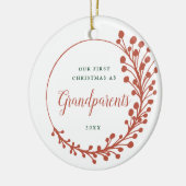 Ons eerste kerstfeest als grootouders op maat keramisch ornament (Links)