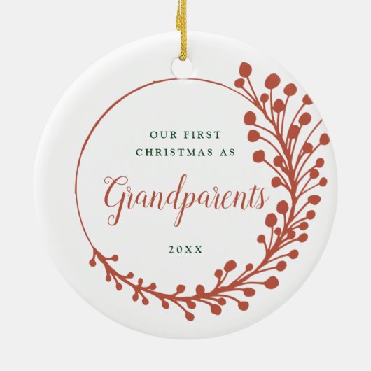 Ons eerste kerstfeest als grootouders op maat keramisch ornament (Achterkant)