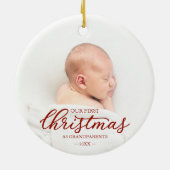 Ons eerste kerstfeest als grootouders rood script keramisch ornament (Achterkant)