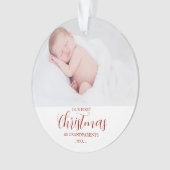 Ons eerste kerstfeest als grootouders rood script ornament (voorkant)