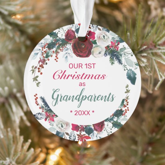 Ons eerste kerstfeest als grootouders Roos Wreate Ornament (Boom)