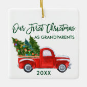 Ons eerste kerstfeest als grootouders  vrachtwagen keramisch ornament (Voorkant)