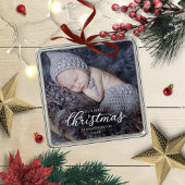 Ons eerste kerstfeest als grootouders White Script Metalen Ornament