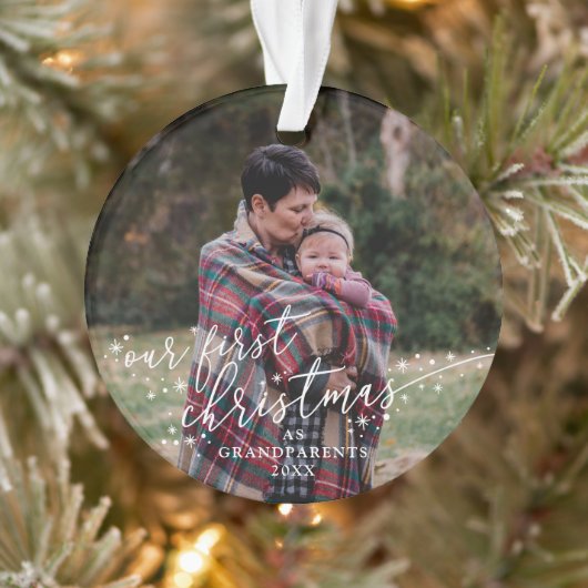 Ons eerste kerstfeest als grootouders White Script Ornament (Boom)