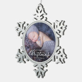 Ons eerste kerstfeest als grootouders White Script Tin Sneeuwvlok Ornament (Rechts)