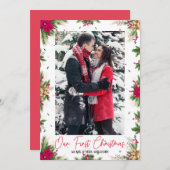 Ons eerste kerstfeest als Lijst van de heer & mevr Feestdagenkaart (Voorkant / Achterkant)